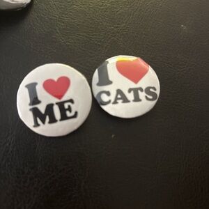 Buttons I Love Cats and Me Set - Red, Black, White